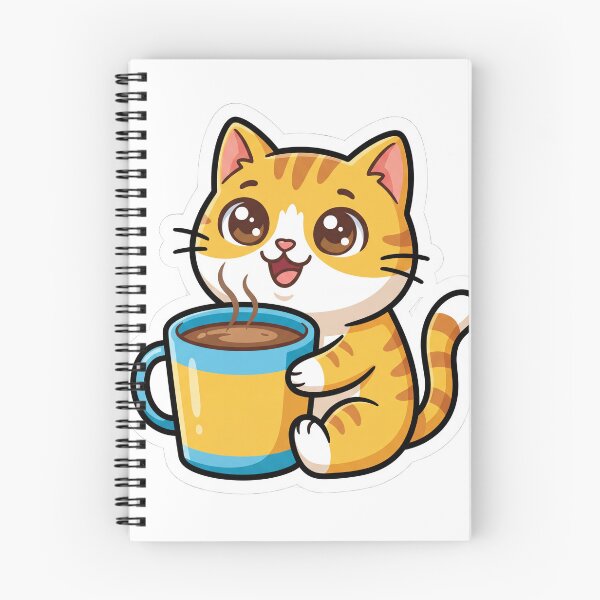 Item preview, Cute Cartoon Cat with Coffee Mug Sticker designed and sold by hunteroflions.