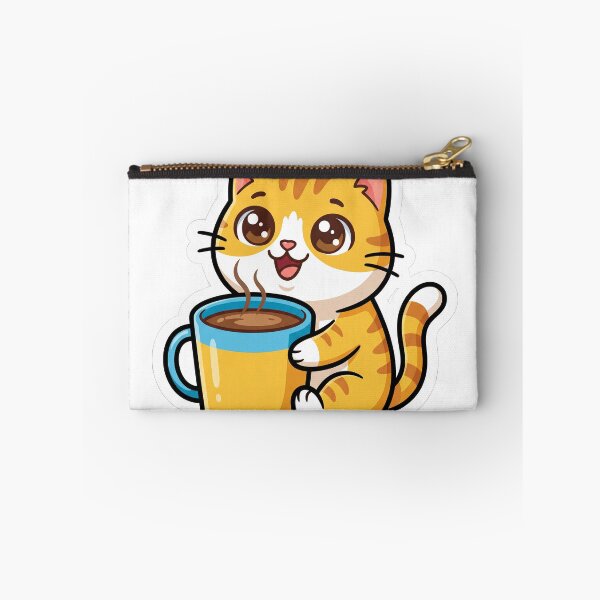 Item preview, Cute Cartoon Cat with Coffee Mug Sticker designed and sold by hunteroflions.