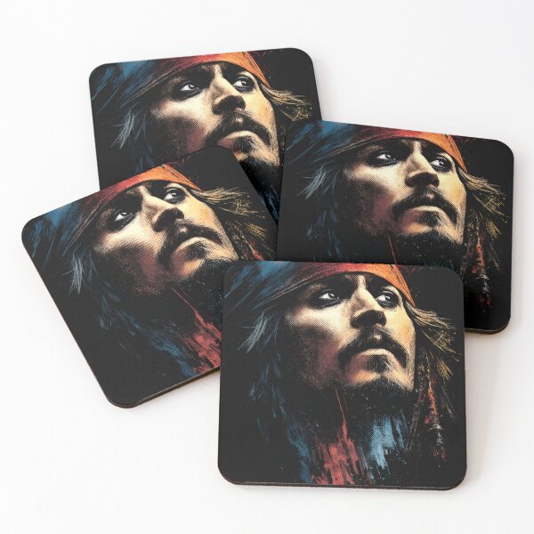 Item preview, Captain Jack Sparrow Pirates of the Caribbean Johnny Depp Black Pearl Compass Rum Kohl Eyes Dreadlocks Tricorn Hat Savvy Pirate Fan Art Portrait Poster T-Shirt Sticker Gift designed and sold by Senpaiwaves.
