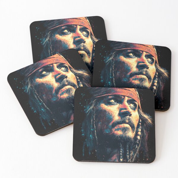 Item preview, Captain Jack Sparrow Pirates of the Caribbean Johnny Depp Black Pearl Compass Rum Kohl Eyes Dreadlocks Tricorn Hat Savvy Pirate Fan Art Portrait Poster T-Shirt Sticker Gift designed and sold by Senpaiwaves.