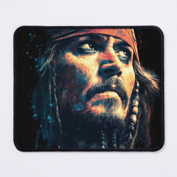 Item preview, Captain Jack Sparrow Pirates of the Caribbean Johnny Depp Black Pearl Compass Rum Kohl Eyes Dreadlocks Tricorn Hat Savvy Pirate Fan Art Portrait Poster T-Shirt Sticker Gift designed and sold by Senpaiwaves.