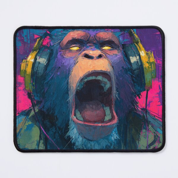 Item preview, Dj Monkey Thinker Angry Baboon With Headphones Art designed and sold by GrinGalore.