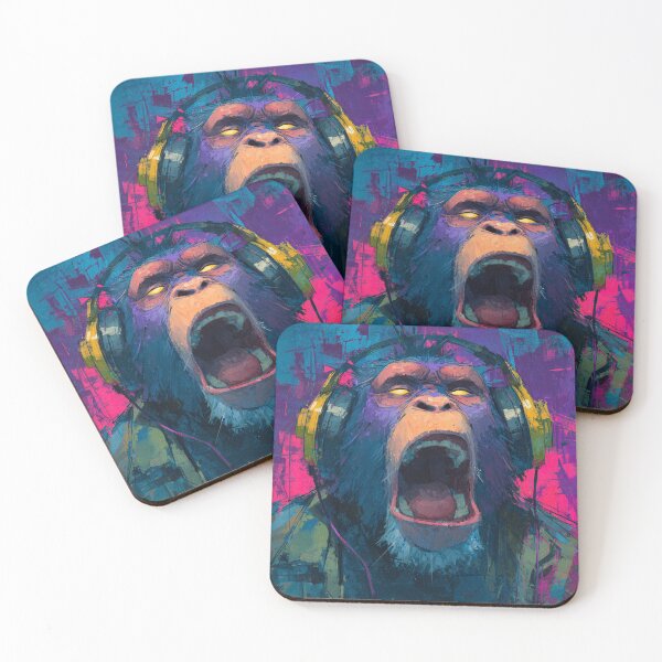 Item preview, Dj Monkey Thinker Angry Baboon With Headphones Art designed and sold by GrinGalore.