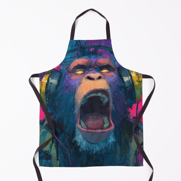 Item preview, Dj Monkey Thinker Angry Baboon With Headphones Art designed and sold by GrinGalore.