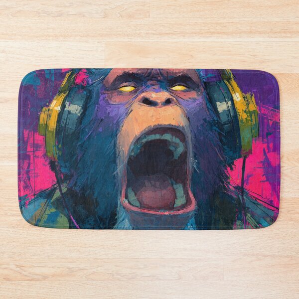 Item preview, Dj Monkey Thinker Angry Baboon With Headphones Art designed and sold by GrinGalore.