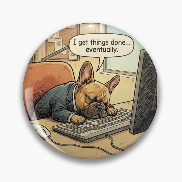 Item preview, French Bulldog at Computer – Funny Office Dog Comic. designed and sold by KojourinArt.