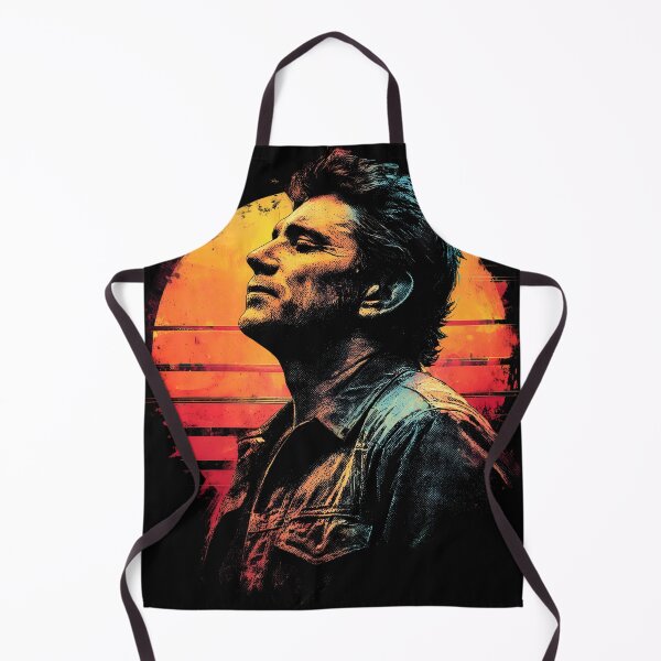Item preview, Johnny Cash Man in Black Country Music Retro Synthwave Legend Folsom Prison Walk the Line Ring of Fire Hurt June Carter Guitar Silhouette Fan Art Portrait Poster T-Shirt Sticker Gift designed and sold by Senpaiwaves.