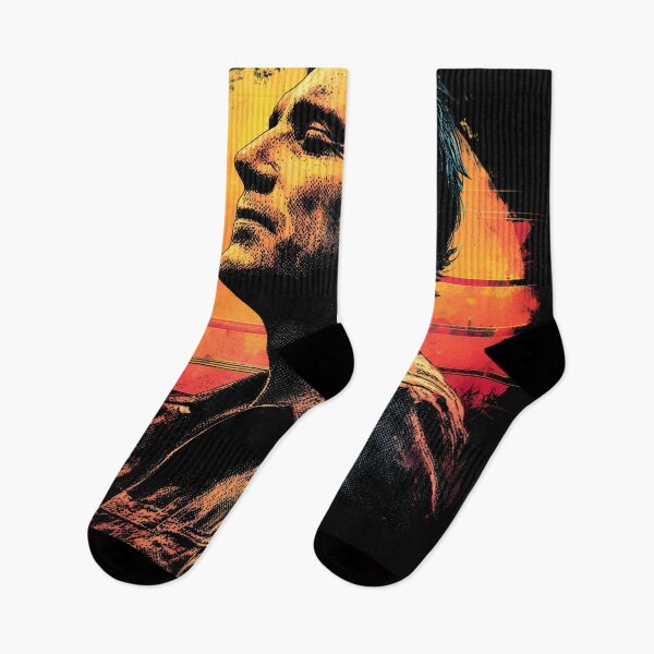 Item preview, Johnny Cash Man in Black Country Music Retro Synthwave Legend Folsom Prison Walk the Line Ring of Fire Hurt June Carter Guitar Silhouette Fan Art Portrait Poster T-Shirt Sticker Gift designed and sold by Senpaiwaves.