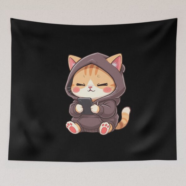 Item preview, Phone Addict Kawaii Cat | Funny Gen Z Chibi Cat Cartoon designed and sold by ColorSplash123.