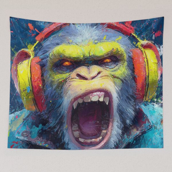Item preview, Dj Monkey Thinker Evil Cynocephalus With Headphones Art designed and sold by GrinGalore.