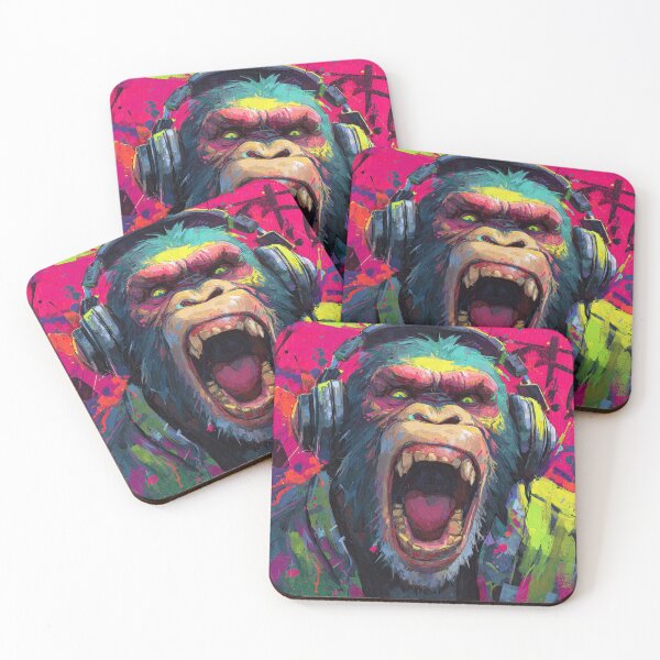 Item preview, Dj Monkey Thinker Mad Baboon With Headphones Art designed and sold by GrinGalore.