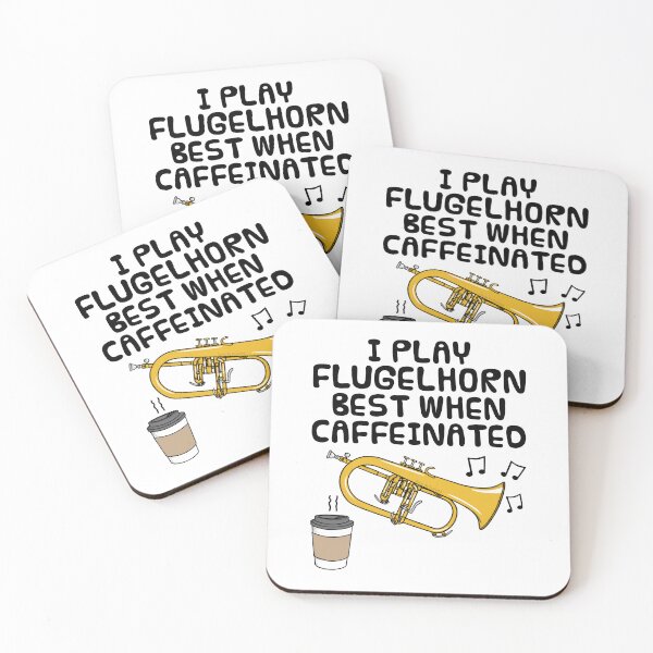 Artikelvorschau, Ich spiele Flügelhorn am besten mit Koffein, lustiger Blechbläser. entworfen und verkauft von doodlerob.