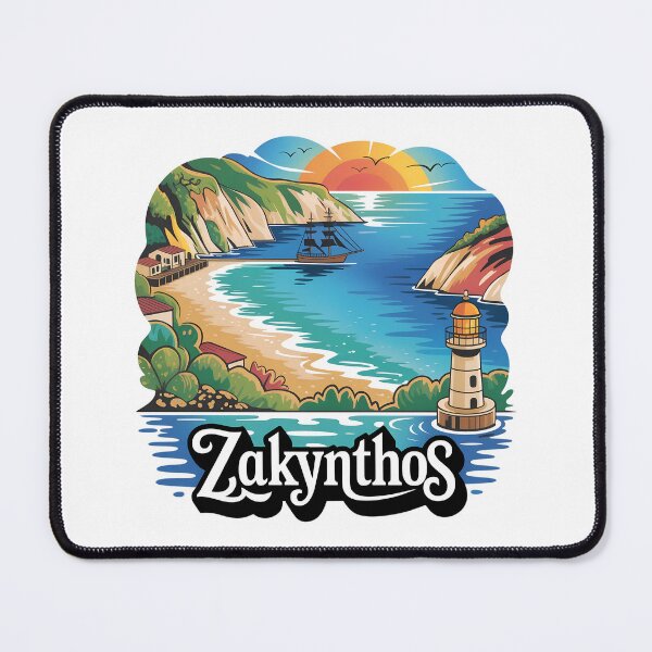 Item preview, Zakynthos Coastline Illustration – Stylized Greek Island Travel designed and sold by VividOrganica.