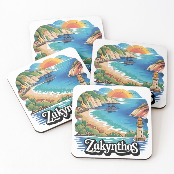 Item preview, Zakynthos Coastline Illustration – Stylized Greek Island Travel  designed and sold by VividOrganica.