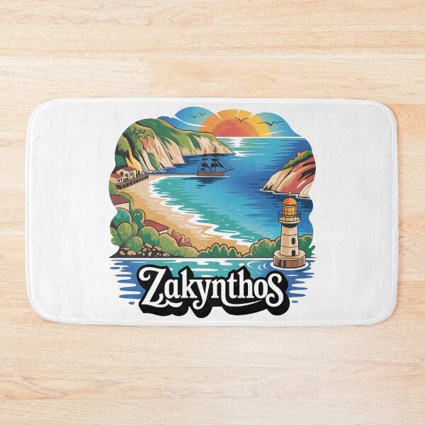 Item preview, Zakynthos Coastline Illustration – Stylized Greek Island Travel  designed and sold by VividOrganica.