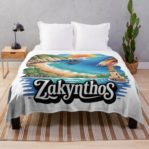 Item preview, Zakynthos Coastline Illustration – Stylized Greek Island Travel  designed and sold by VividOrganica.