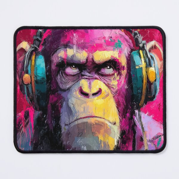 Item preview, Dj Monkey Thinker Pensive Baboon With Headphones Art designed and sold by GrinGalore.