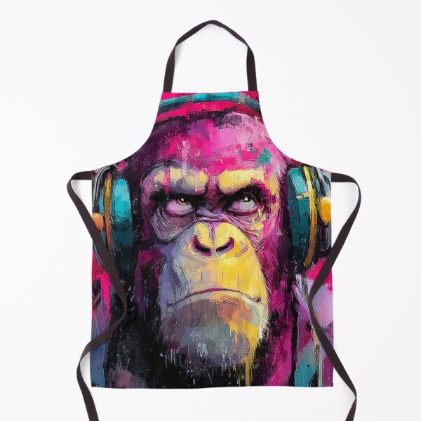 Item preview, Dj Monkey Thinker Pensive Baboon With Headphones Art designed and sold by GrinGalore.