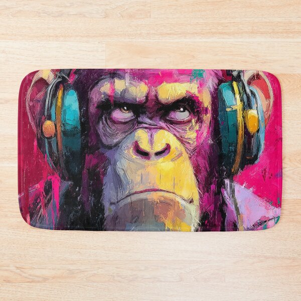 Item preview, Dj Monkey Thinker Pensive Baboon With Headphones Art designed and sold by GrinGalore.