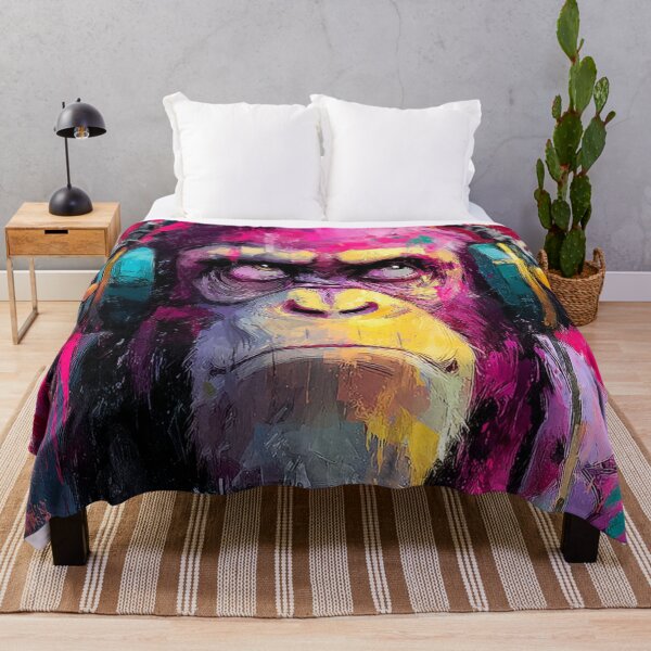 Item preview, Dj Monkey Thinker Pensive Baboon With Headphones Art designed and sold by GrinGalore.