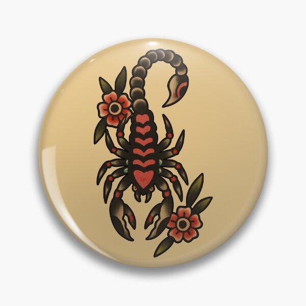 Artikelvorschau, traditional.scorpion tattoo with flowers entworfen und verkauft von SailorsInk.