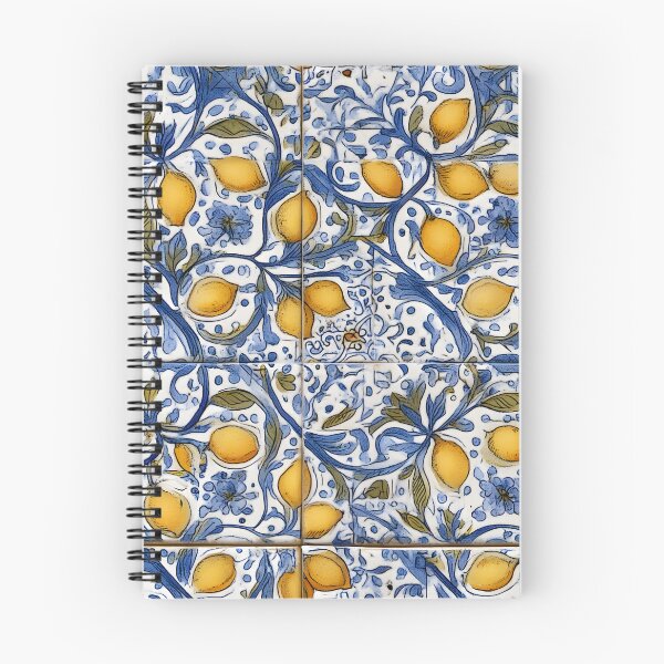Item preview, Lemon and Blue Ceramic Tiles Pattern Sicilian Mediterranean Style designed and sold by PG Illustration.