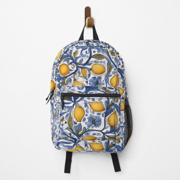 Item preview, Lemon and Blue Ceramic Tiles Pattern Sicilian Mediterranean Style designed and sold by PG Illustration.