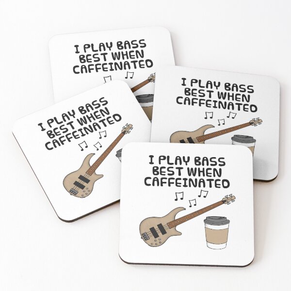 Artikelvorschau, Ich spiele Bass am besten mit Koffein, Bassist Gitarrist Lustig entworfen und verkauft von doodlerob.