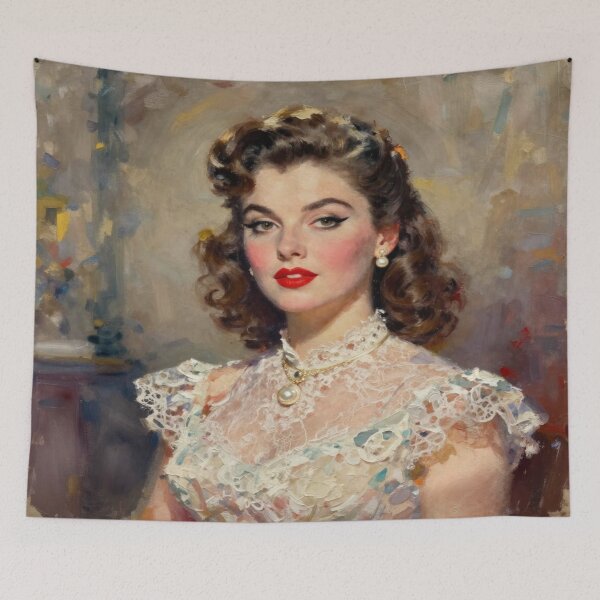 Item preview, Dolled Up World - Retro Woman Portrait – timeless elegance with 1950s waves, soft curls & classic charm designed and sold by FotoworldEdel.