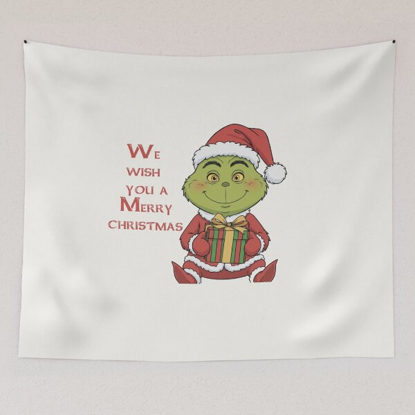 Item preview, Festive Grinch-Inspired Merry Christmas Illustration designed and sold by The-Tiny-Canvas.