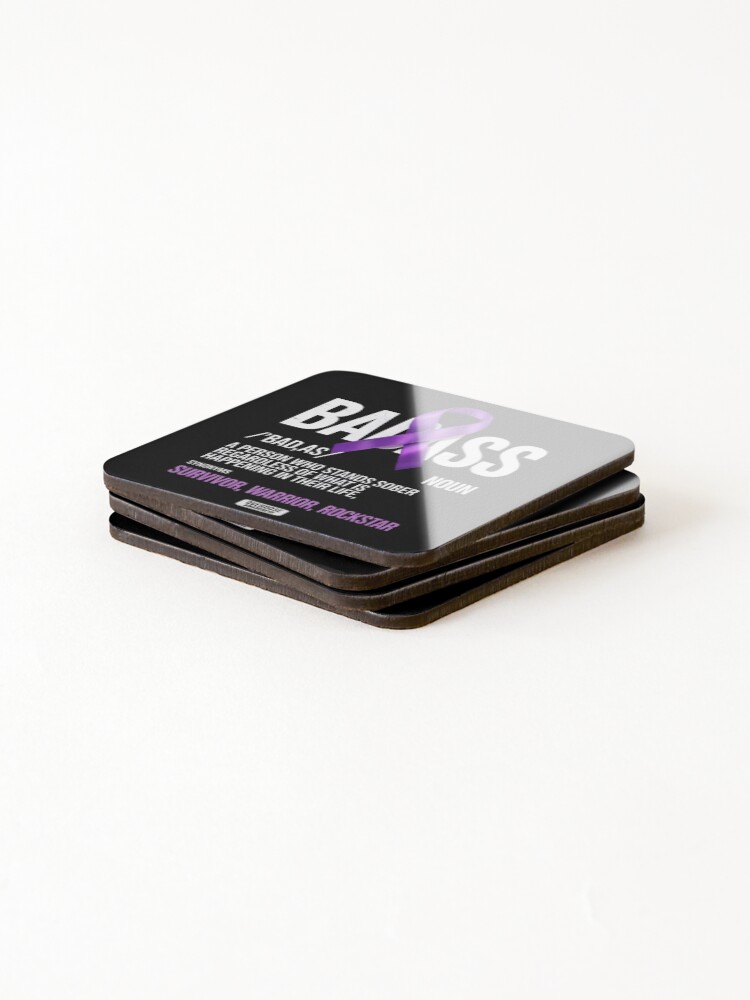 Thumbnail 4 of 5, Coasters (Set of 4), Purple Ribbon. Overdose Awareness designed and sold by CombatTask.
