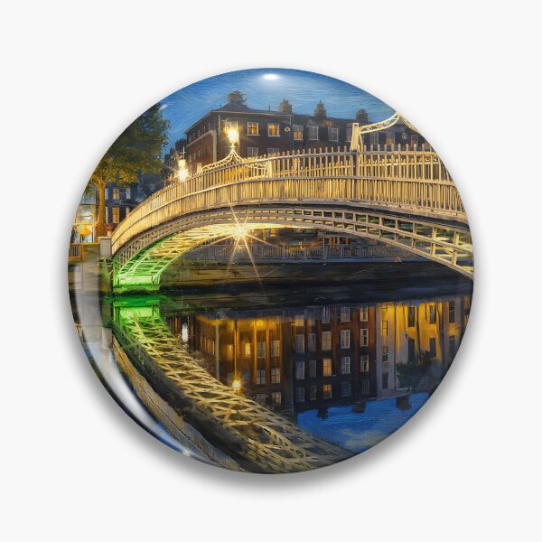 Artikelvorschau, Ha'penny Bridge, Dublin City, Dubliner Touristenattraktion, Ölgemälde-Format entworfen und verkauft von OliDesigns.