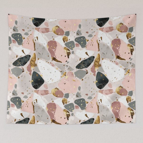 Item preview, Bold Macro Terrazzo - Blush Pink, White & Gold Abstract designed and sold by Prismatect.