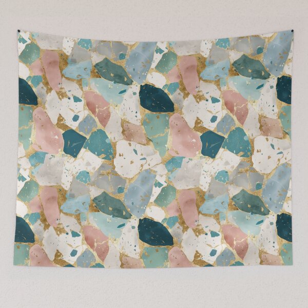Item preview, Opulent Gold Inlay Chunky Pastel Terrazzo Mosaic designed and sold by Prismatect.