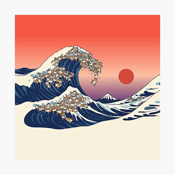 The Great Wave of Shiba Inu Photographic Print