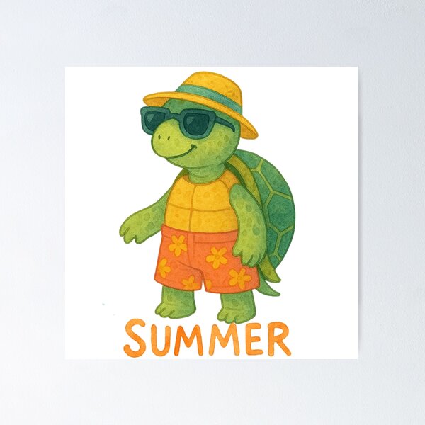 Item preview, Cute Watercolor Summer Turtle Hat and Sunglasses designed and sold by BigBlueArt.