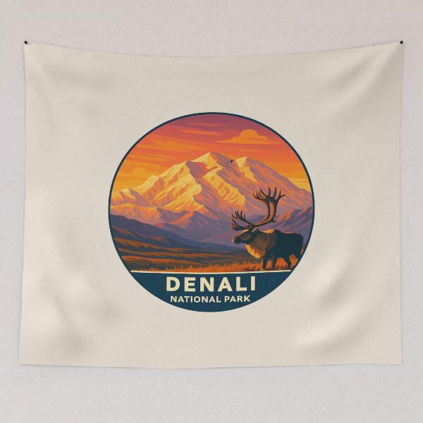 Item preview, Denali National Park Retro Mountain Wilderness designed and sold by Gideon Emmerich.