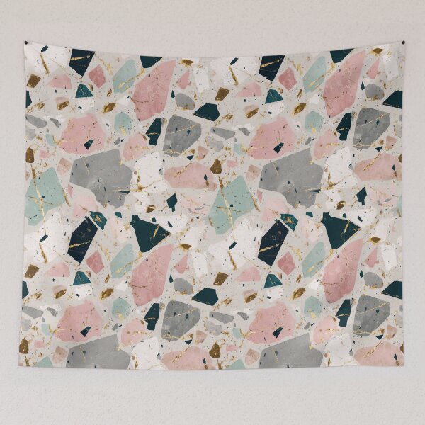 Item preview, Luxury Kintsugi Terrazzo - Pastel Pink, Mint & Gold Veins designed and sold by Prismatect.