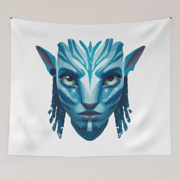 Item preview, Avatar Fan Art – Stylized Na’vi Portrait – Bioluminescent Blue Vector Face designed and sold by LoomisDreams.