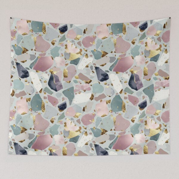 Item preview, Modern Pastel Terrazzo Pattern with Gold Accents - Pink & Mint designed and sold by Prismatect.