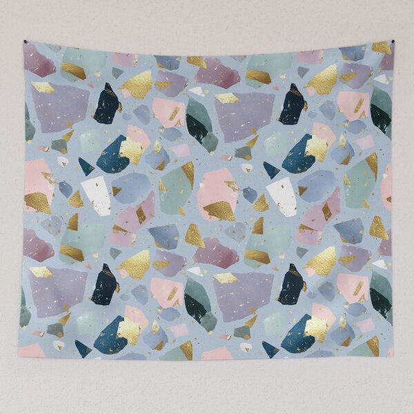 Item preview, Soft Blush and Blue Chunky Terrazzo Gold designed and sold by Prismatect.