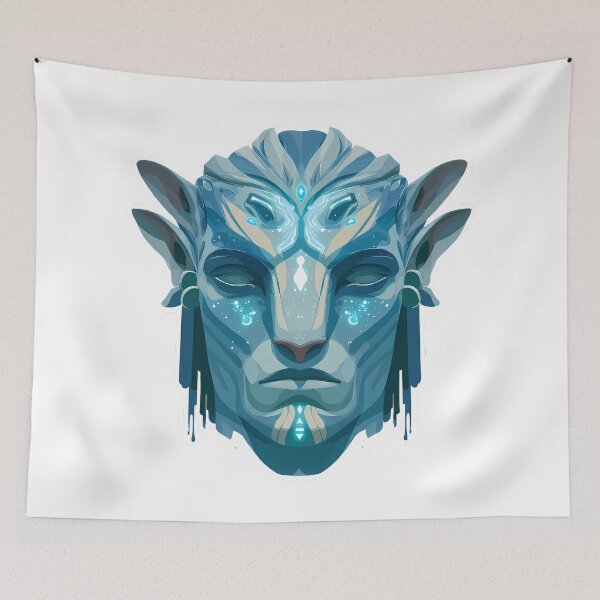 Item preview, Avatar Fan Art – Mystic Na’vi Vector Face – Bioluminescent Blue Mask Design designed and sold by LoomisDreams.