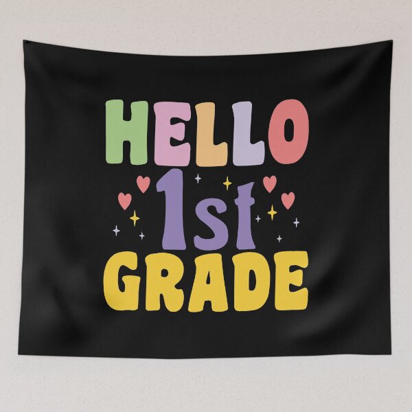 Item preview, Hello First grade colorful text designed and sold by Think4Prints.