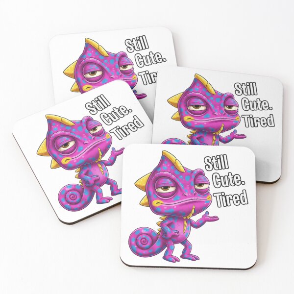 Item preview, Still Cute, Tired – Funny Cute Chameleon Cartoon Illustration designed and sold by MarsupilamiFans.