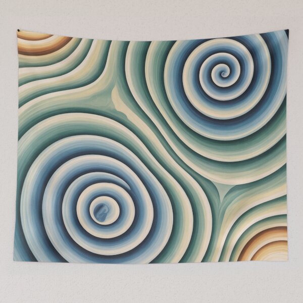 Item preview, Dimensional Swirls Teal Blue Beige Pattern designed and sold by Ed & Harmony.