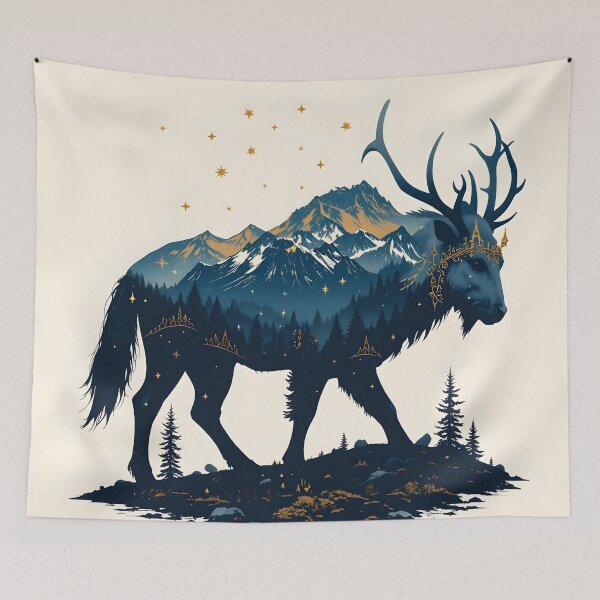 Item preview, Mystic Mountain Stag | Double Exposure Deer Nature Art designed and sold by GeetArtHouse.
