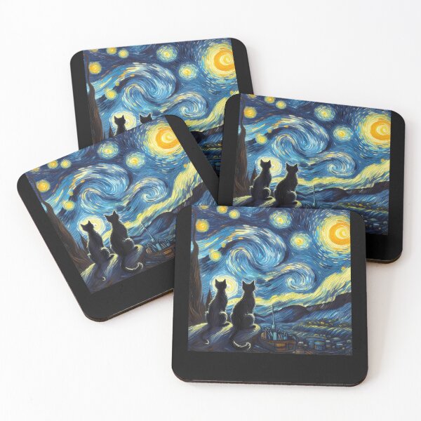 Item preview, Black Cats Lover Starry Night Van Gogh designed and sold by EvelineCrooks10.