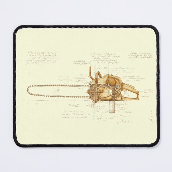 Item preview, Renaissance Invention Sketch – Da Vinci Style Chainsaw Art designed and sold by KArtcore.