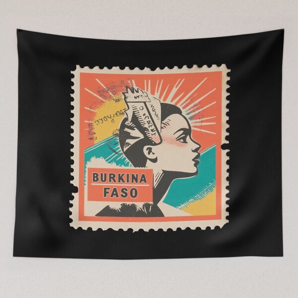 Item preview, Vintage Burkina Faso Postage Stamp Art - West African Heritage designed and sold by tiigerdad.
