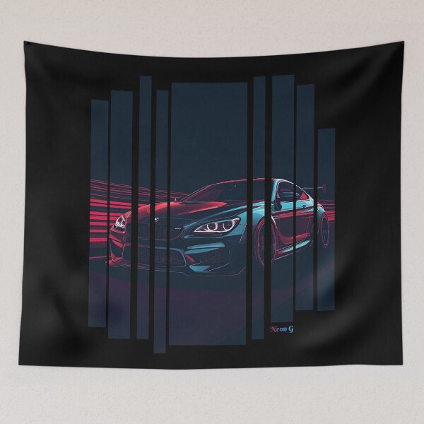 Item preview, B.W M6 sideways cyberpunk neon city, high contrast colors, cinematic lighting, bold vector illustration 20 designed and sold by Neon G.